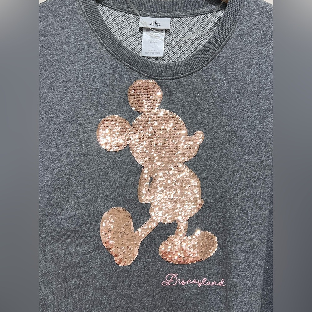 Disney Parks Mickey Mouse Reversible Sequin Briar Rose Gold Disneyland Pullover - Picture 5 of 5